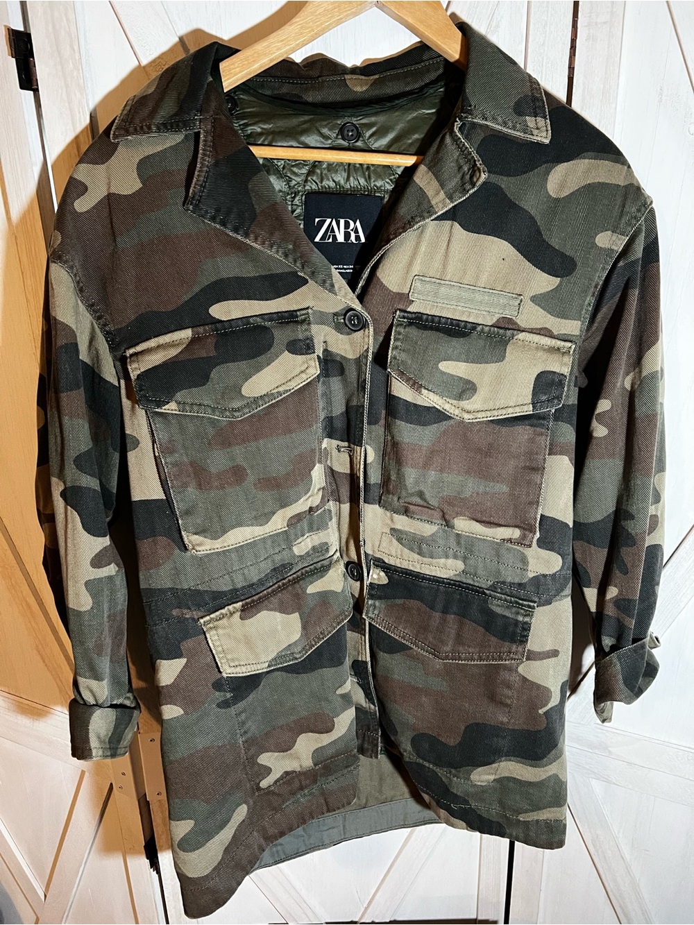 ZARA Unisex Camouflage Utility Jacket - Olive Camo